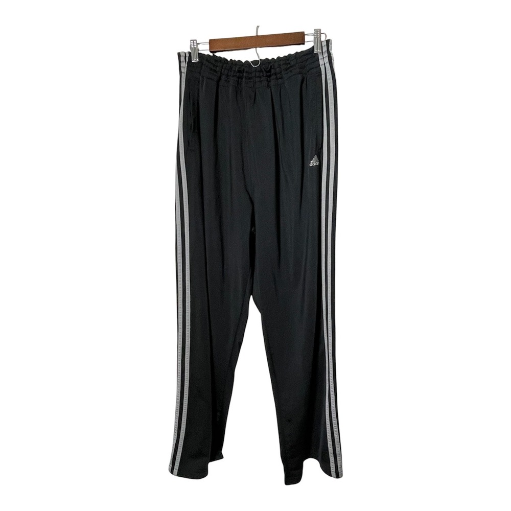 Adidas Vintage Snap Button Breakaway Track Pants Black Silver XL 10544 A0200